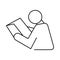 student, book, reading, man, student reading book icon