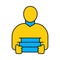 student, book, reading, man, student reading book icon