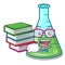 Student with book science beaker mascot cartoon