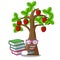 Student with book strawberry tree isolated with the cartoon