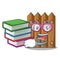 Student with book wooden fence pattern for design cartoon