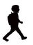 A student boy walking, silhouette vector