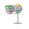 Student bring book round lollipop isolated with the cartoon