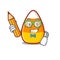 Student candy corn cartoon with character shape