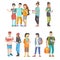 Student casual urban young people couple college flat vector
