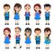 Student characters vector set. School kids cartoon characters wearing school uniform with various poses