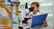 Student Child Use Microscope, Girl Working to School Project in Chemistry Lab 4K