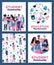 Student community and education supplies poster set with cartoon people