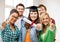 Student girl in graduation cap with diploma