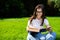 Student Girl Studying in Campus Park