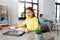 Student girl with tablet pc learning at home