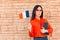 Student Holding Flag and Book Learning Foreign Language