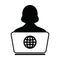 Student icon vector person with laptop computer for online education female user person profile avatar globe symbol