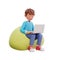 student with laptop sitting. online education concept, remote studying concept.