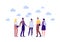 Student lifestyle and diversity friendship concept. Vector flat person illustration. Group of multi-ethnic young adult friend hold