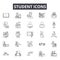 Student line icons for web and mobile design. Editable stroke signs. Student  outline concept illustrations