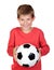 Student little child with soccer ball