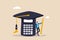 Student loan calculation, education budget allocation, university expense and debt pay off or scholarship payment concept,