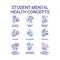 Student mental health concept icons set