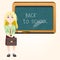 Student near blackboard vector