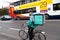 Student part time job man delivery food with Deliveroo App