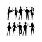 Student party with friends, boys and girls. Funny people characters. Silhouettes for your design