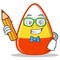 Student with pencil candy corn character cartoon