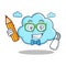 Student with pencil cute cloud character cartoon