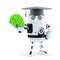 Student robot holding a human brain