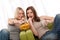Student series - Two teenage girls watching TV