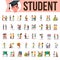 Student Set Vector. Lifestyle Situations. Spending Time, At College, University, Campus, School, Home, Outdoor. Isolated