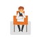 Student Sitting at Desk in Classroom, Schoolboy Studying at School, College Vector Illustration