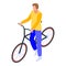 Student take bicycle icon, isometric style