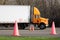 Student truck driver practices parking maneuvers