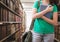 Student woman in education library