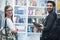 Students couple in school library