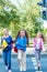 Students crossing the road