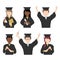 Students in graduation gown and mortarboard