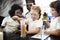 Students Mixing Solution in Science Experiment class