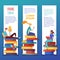 Students reading ebooks bookmarks templates set