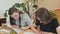 Students study in the classroom at the school desk