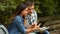 Students studying online with a tablet