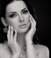 Studio, face, necklace and earrings, black and white