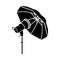 Studio flash with umbrella icon in simple style