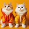 Studio group photo portrait of cute cats dressed in sporty steetwear