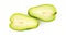 Studio macro of Chayote fruit chopped in half