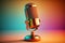 Studio microphone illustration for podcast, colorful gradient background