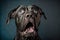 Studio portrait of a cane corso dog with a surprised face created with Generative AI technology