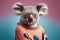 Studio portrait of a confident koala, created with Generative AI technology