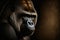 Studio portrait of gorilla, creative digital illustration, animals, wildlife